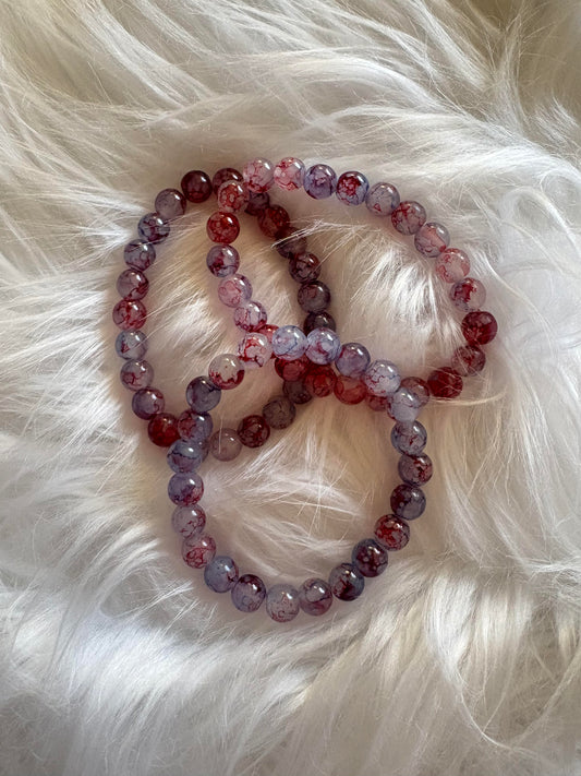 Red and Blue Beaded Bracelet